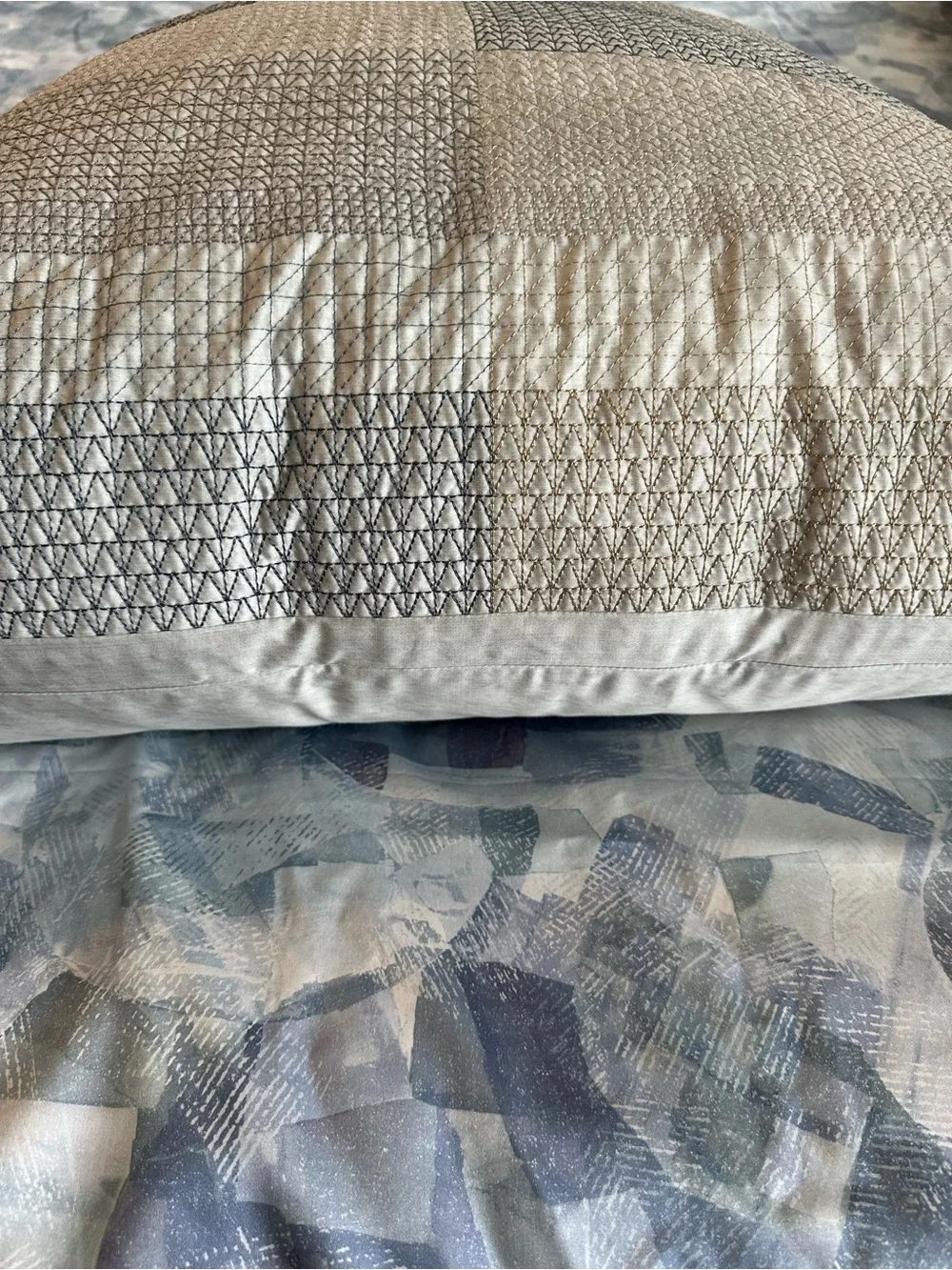 Hotel Collection Reversible King Size Blue Silver Geometric Pattern Duvet Cover